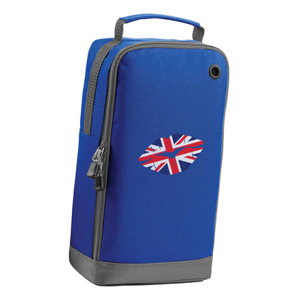 British flag kiss blue sports shoe bag vertical print