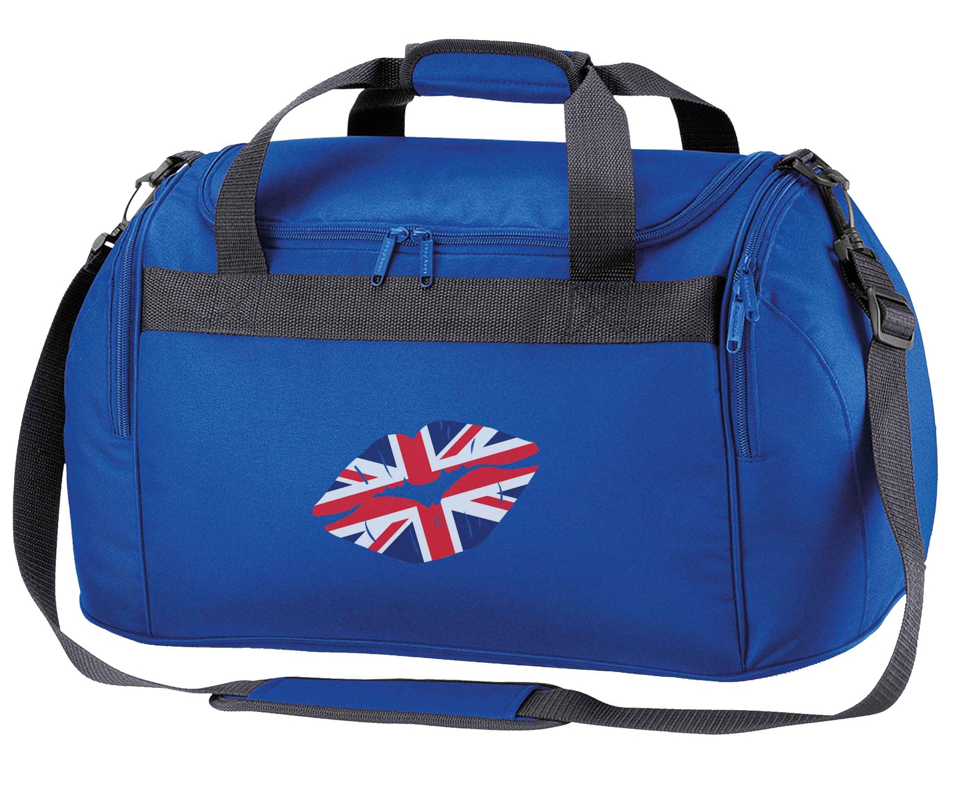 British flag kiss royal blue holdall / duffel bag