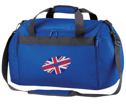 British flag kiss royal blue holdall / duffel bag
