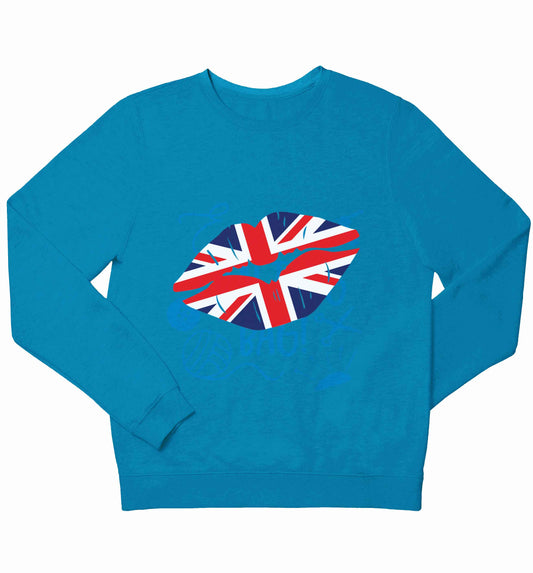 British flag kiss children's blue sweater 12-13 Years