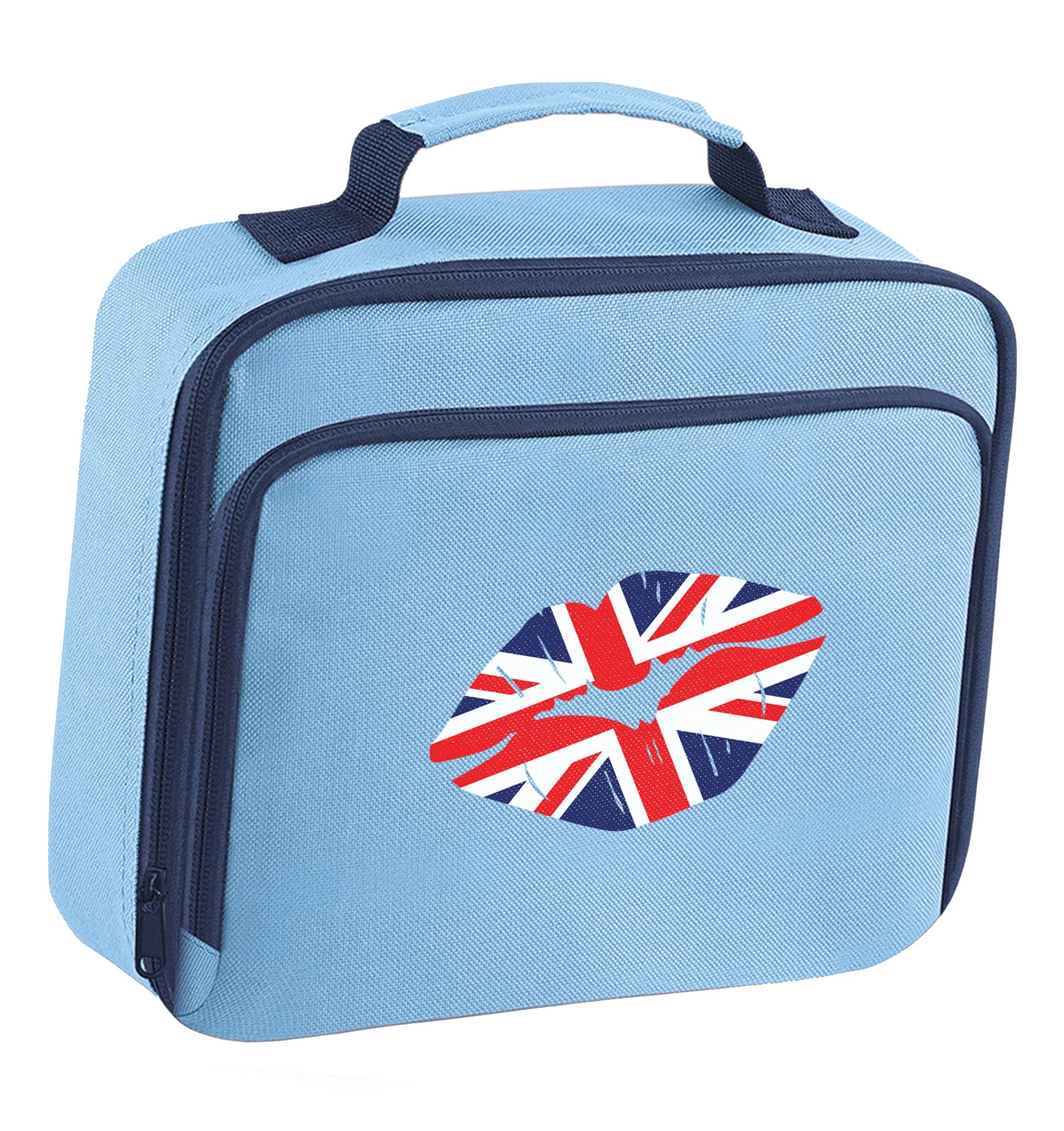 British flag kiss insulated blue lunch bag cooler