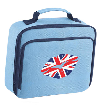 British flag kiss insulated blue lunch bag cooler