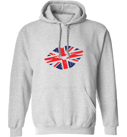 British flag kiss adults unisex grey hoodie 2XL