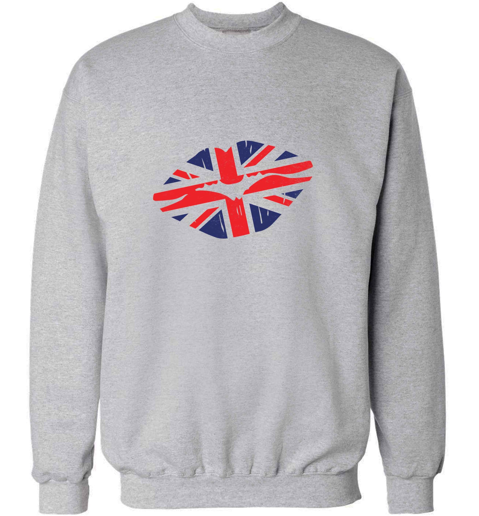 British flag kiss adult's unisex grey sweater 2XL