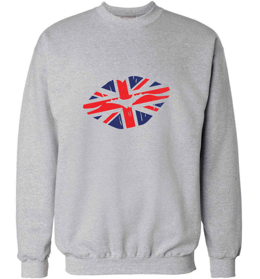 British flag kiss adult's unisex grey sweater 2XL