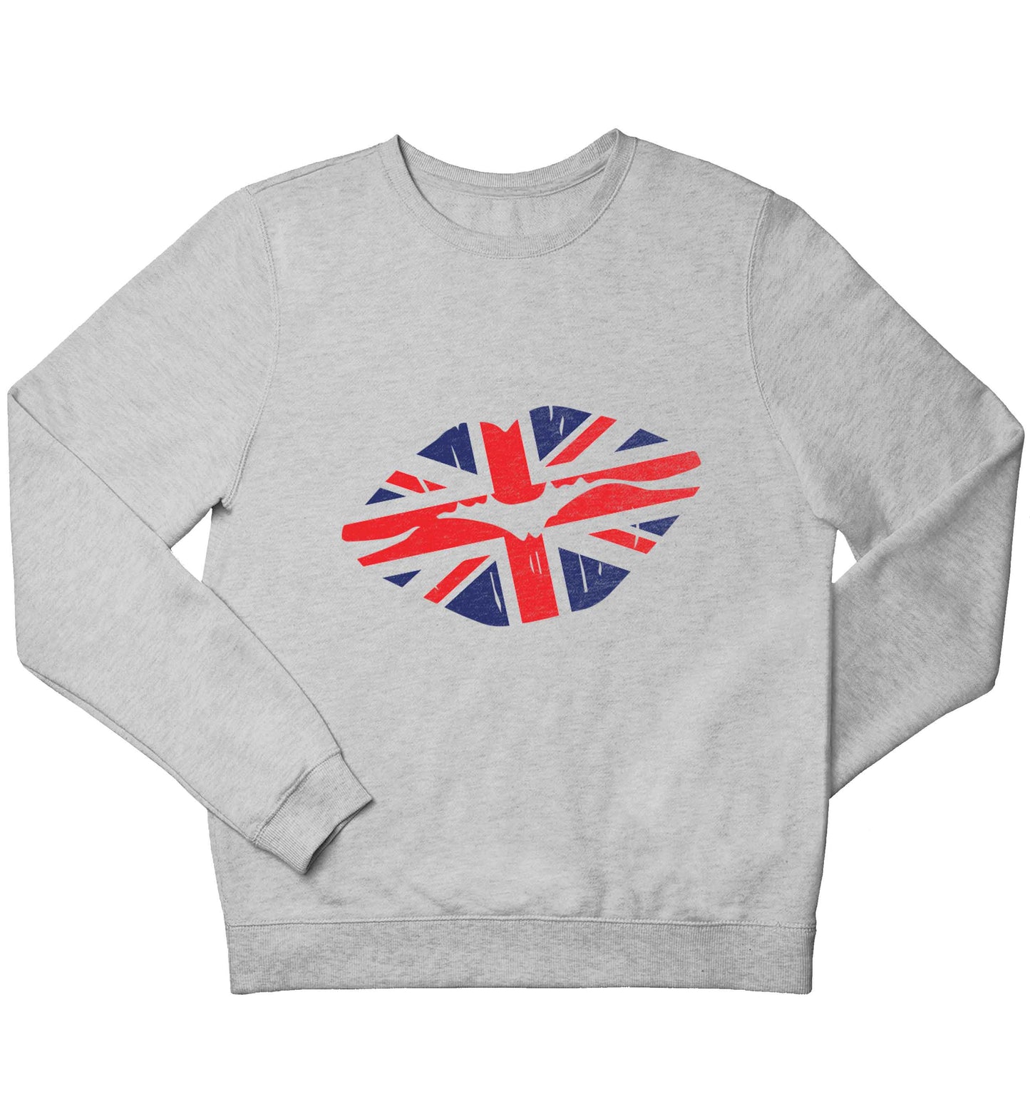 British flag kiss children's grey sweater 12-13 Years
