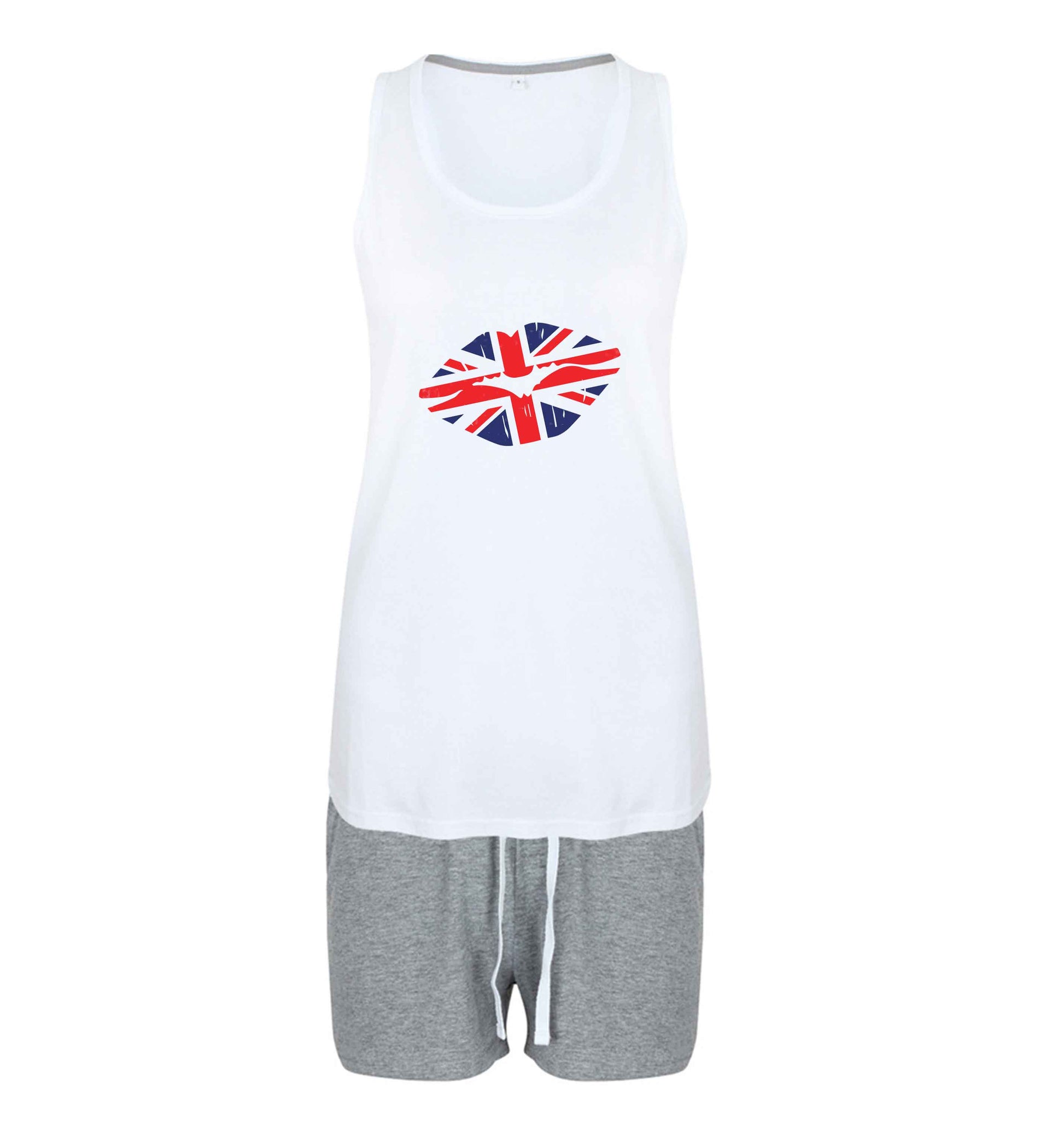 British flag kiss size XL women's pyjama shorts set in pink 