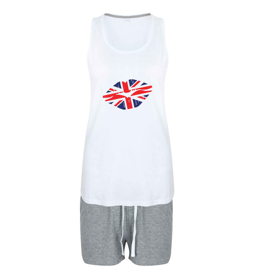 British flag kiss size XL women's pyjama shorts set in pink 