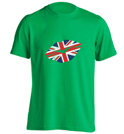 British flag kiss adults unisex green Tshirt 2XL