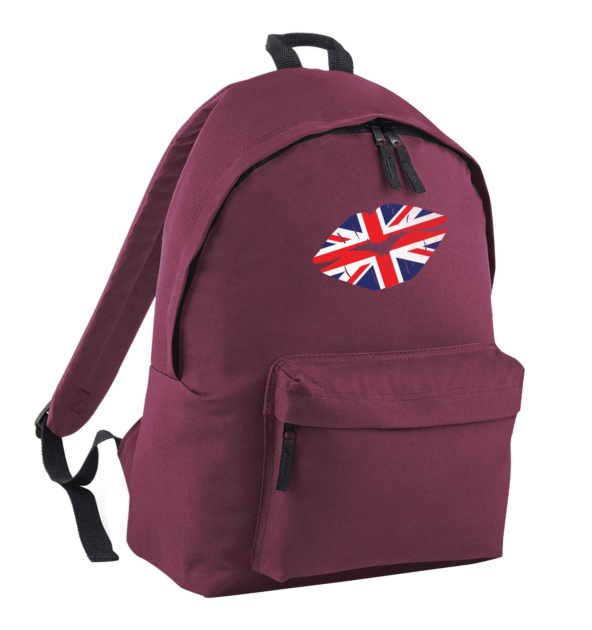 British flag kiss maroon adults backpack