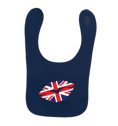 British flag kiss navy baby bib