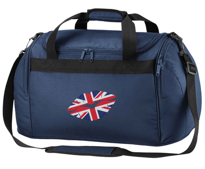 British flag kiss navy holdall / duffel bag