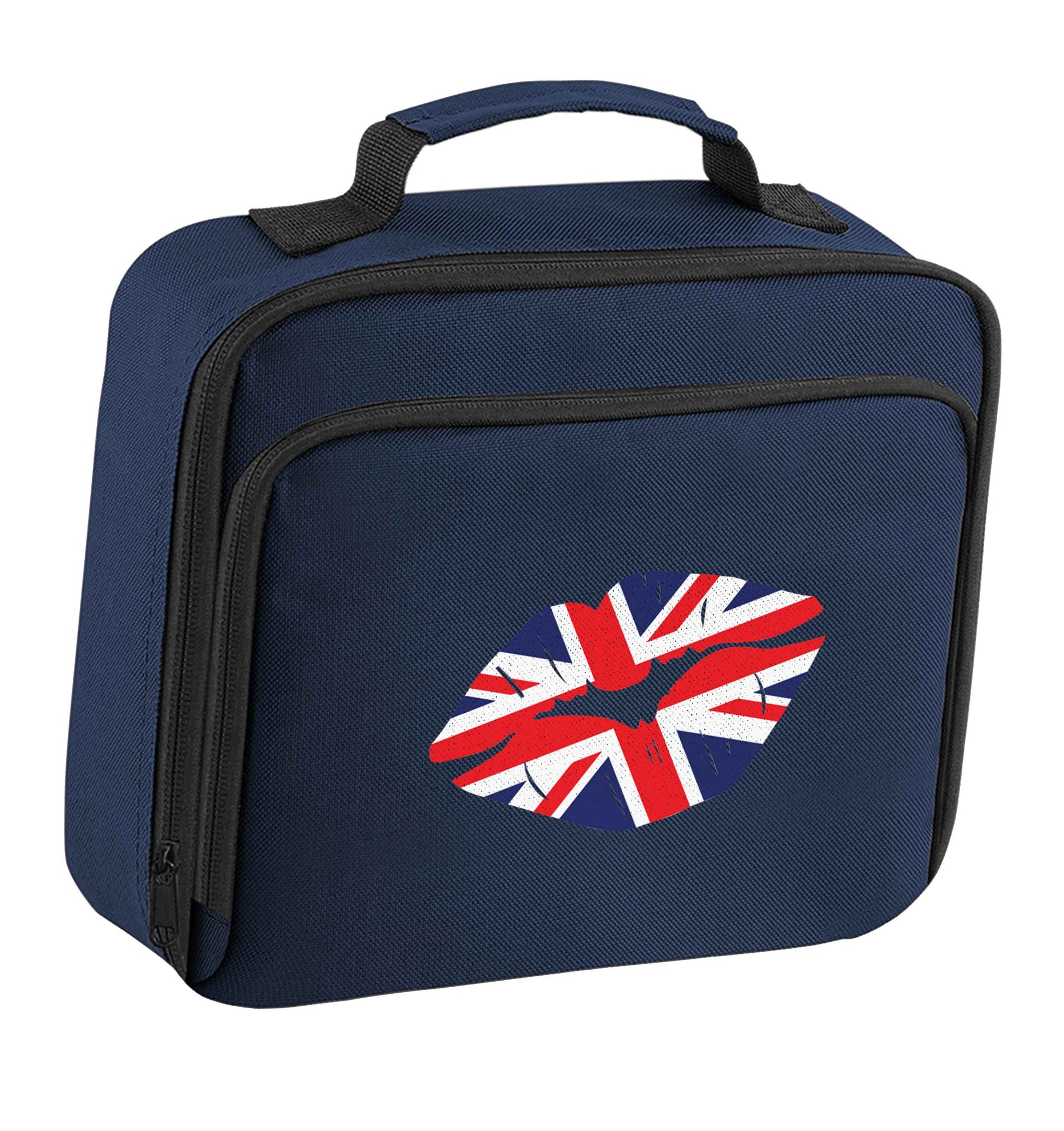 British flag kiss insulated navy lunch bag cooler