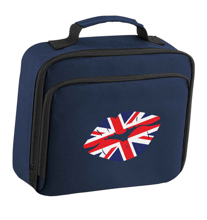 British flag kiss insulated navy lunch bag cooler