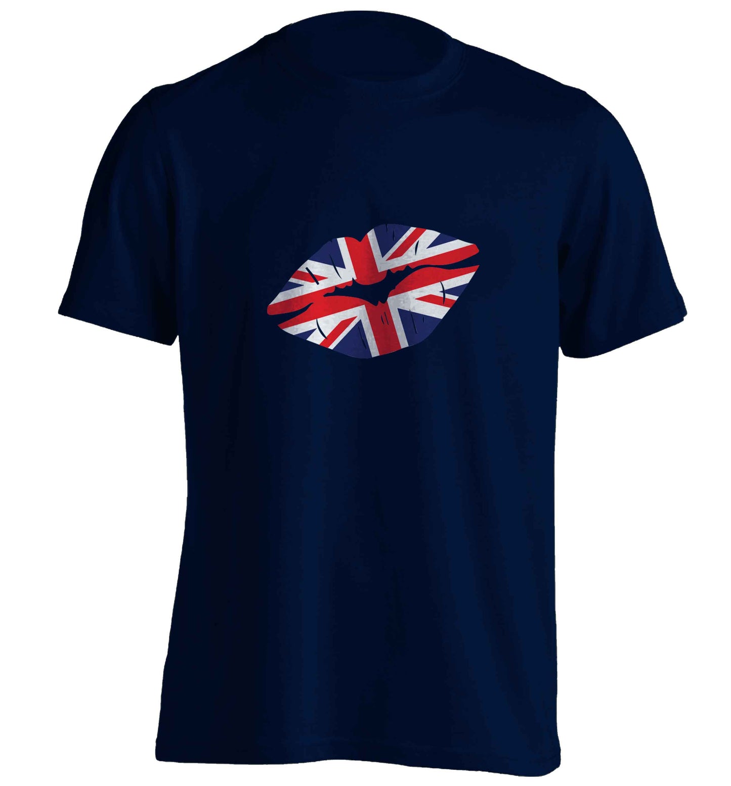 British flag kiss adults unisex navy Tshirt 2XL