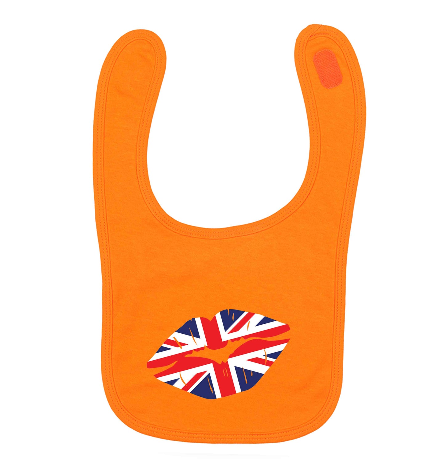 British flag kiss orange baby bib