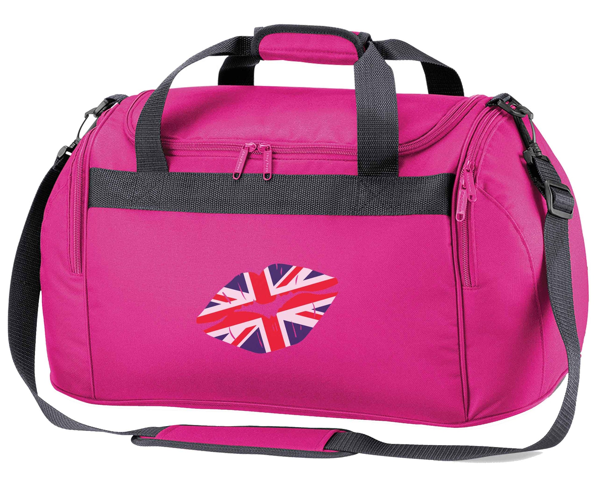 British flag kiss pink holdall / duffel bag