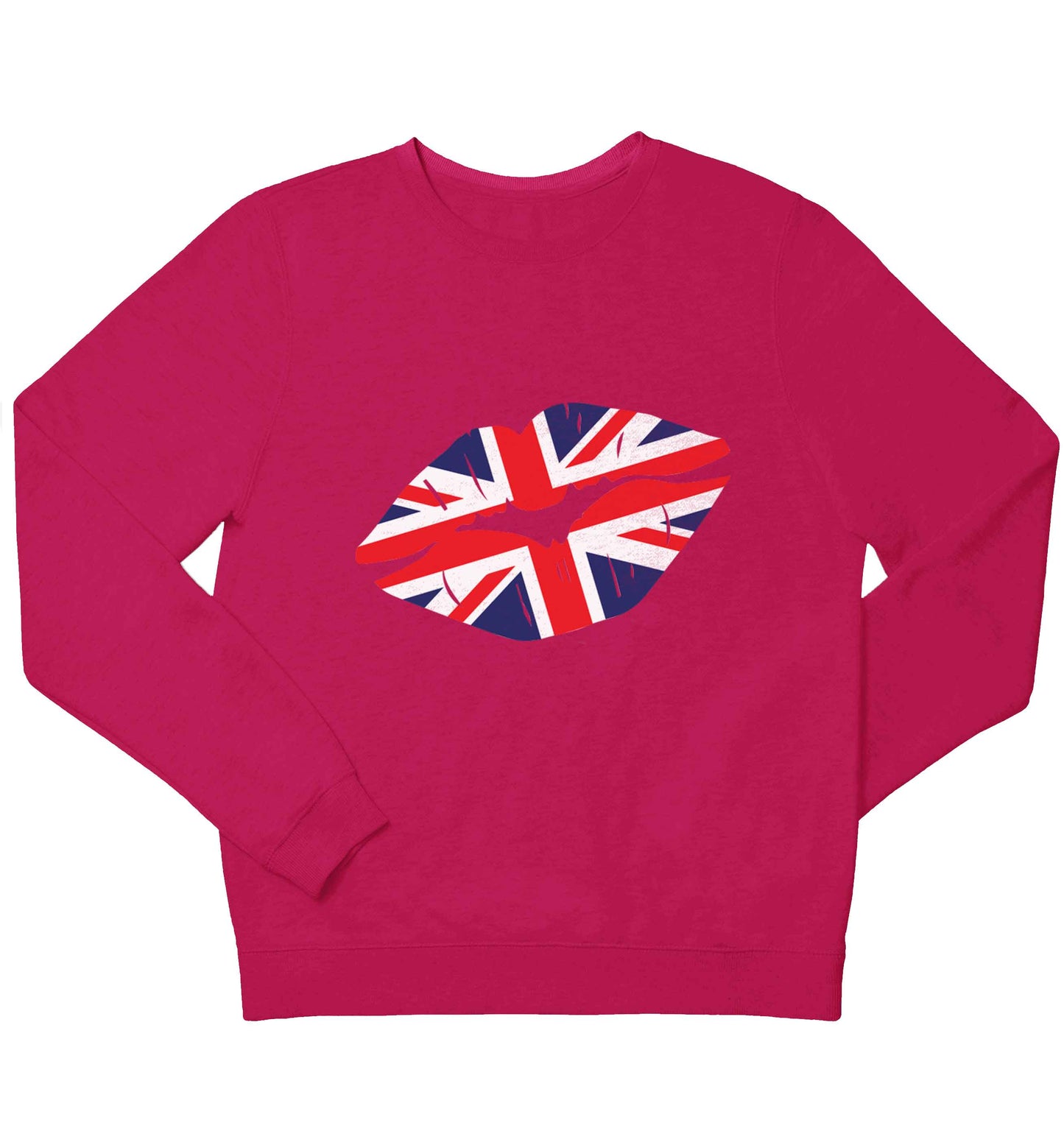 British flag kiss children's pink sweater 12-13 Years