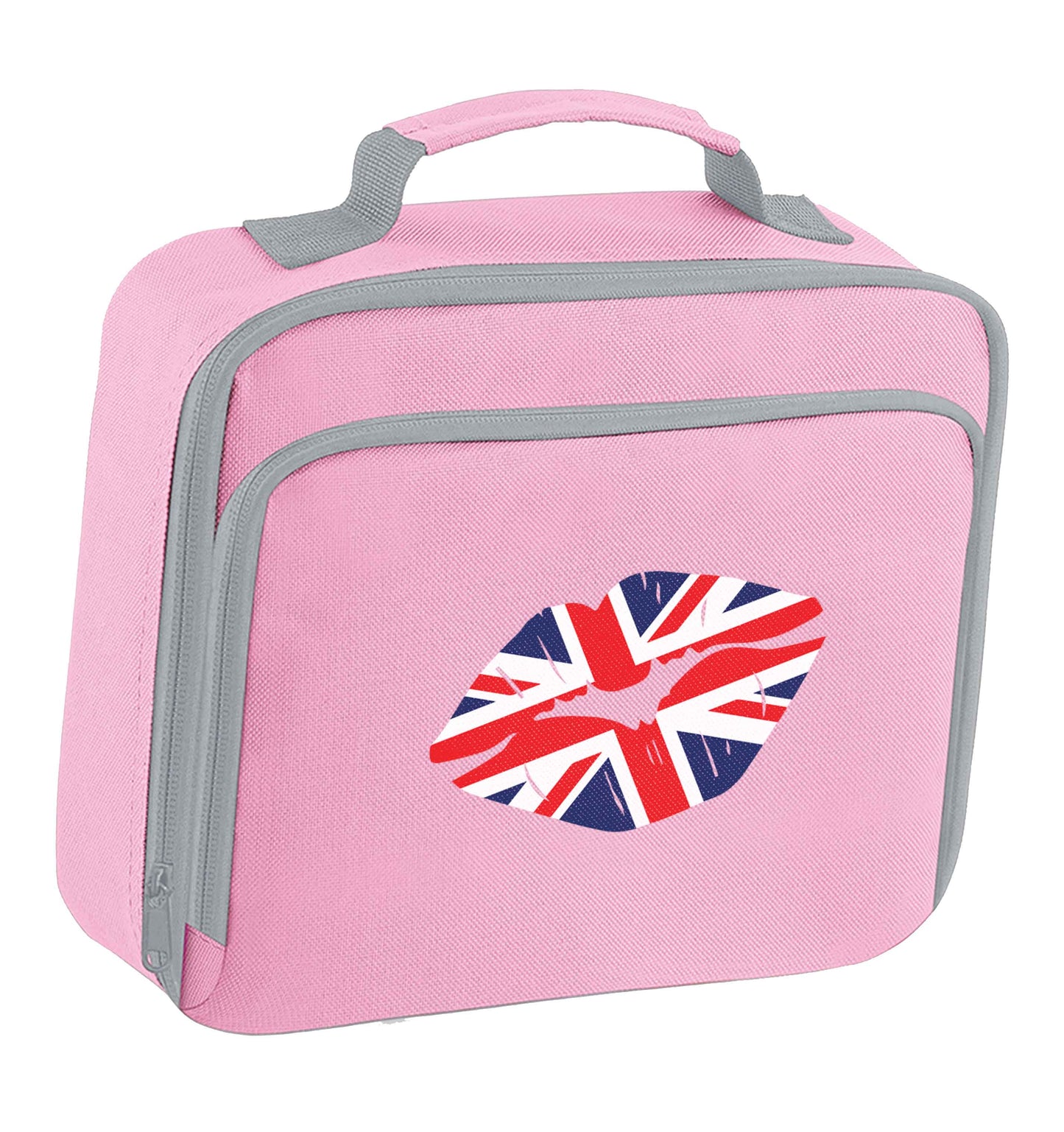 British flag kiss insulated pink lunch bag cooler