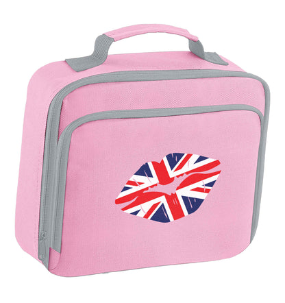 British flag kiss insulated pink lunch bag cooler