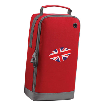 British flag kiss red sports shoe bag vertical print