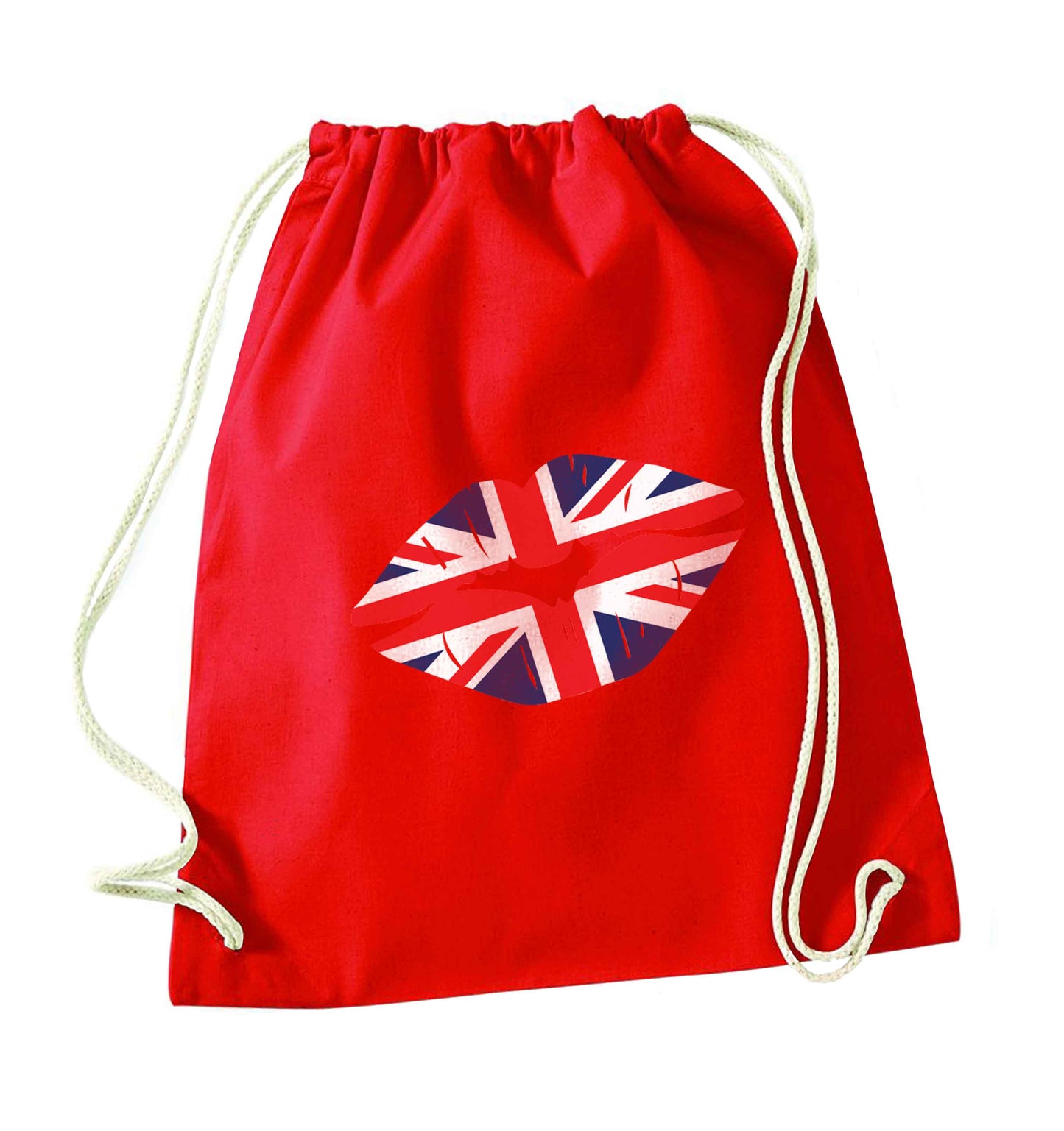 British flag kiss red drawstring bag 