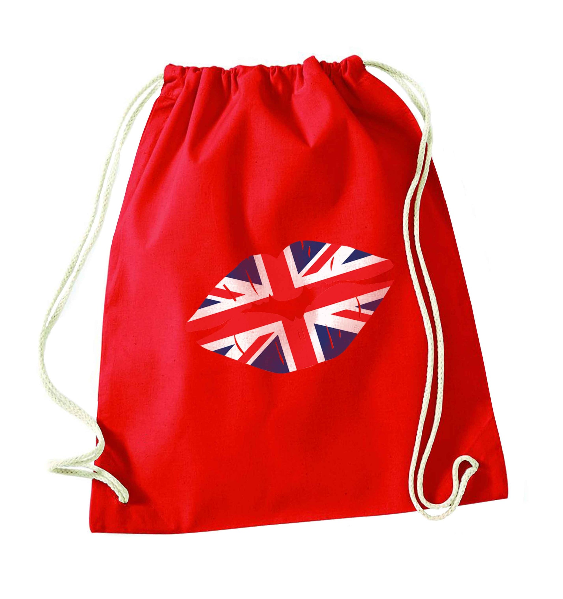 British flag kiss red drawstring bag 
