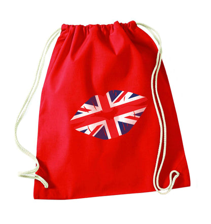 British flag kiss red drawstring bag 