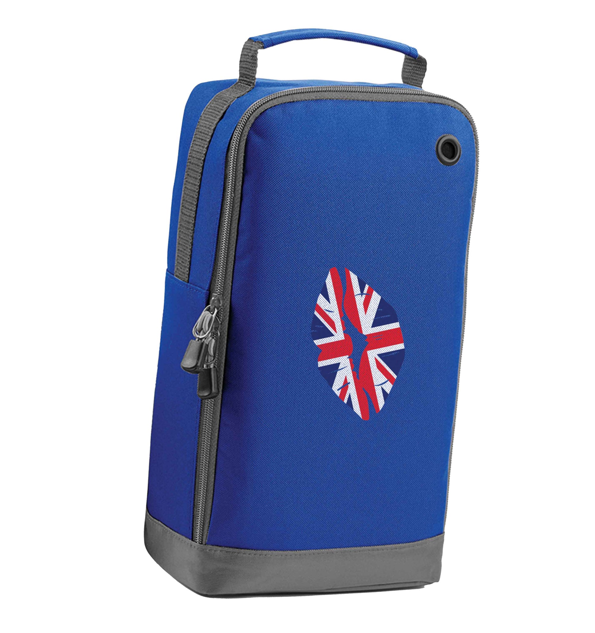 British flag kiss blue sports shoe bag horizontal print