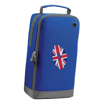 British flag kiss blue sports shoe bag horizontal print