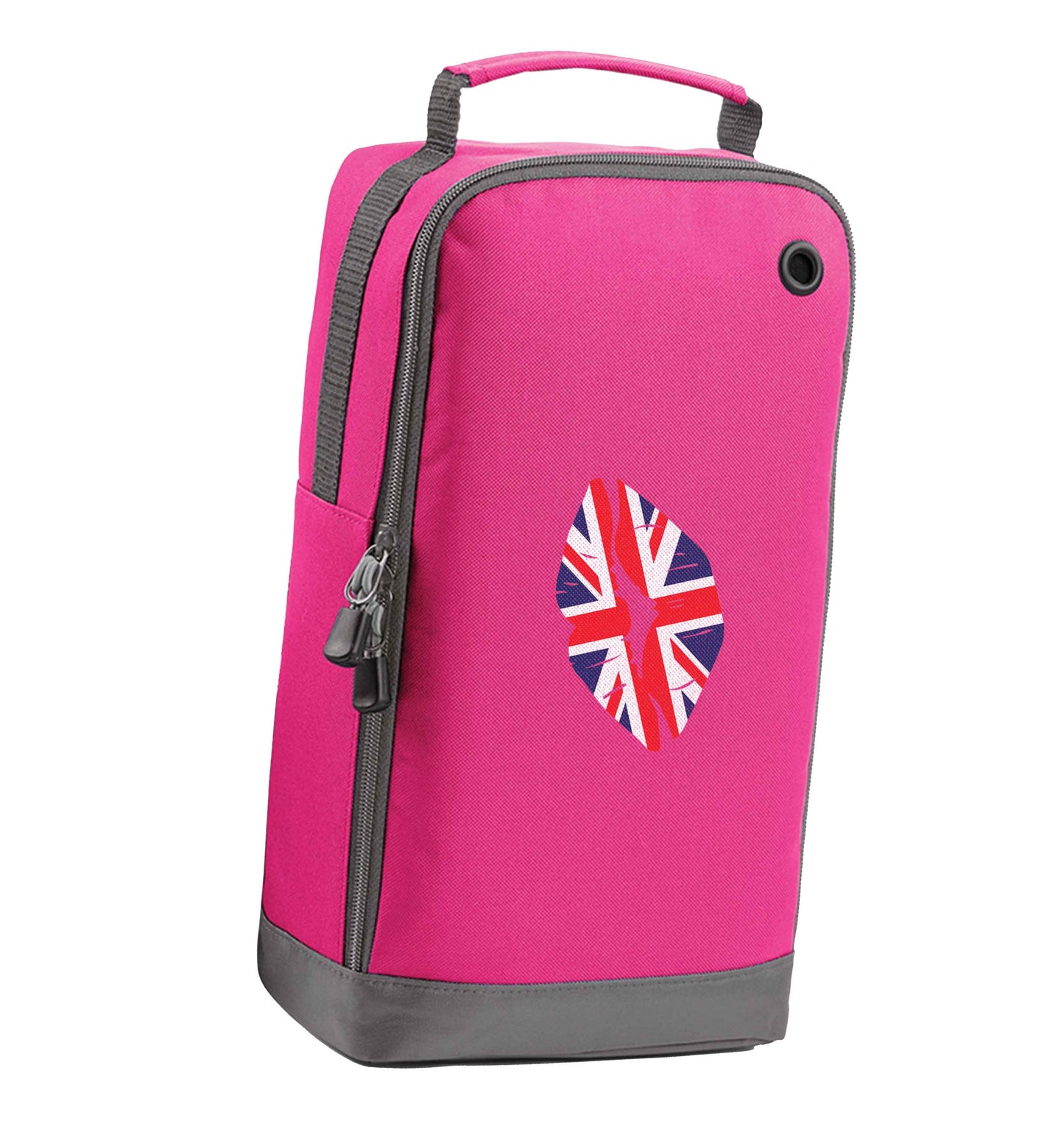 British flag kiss pink sports shoe bag horizontal print