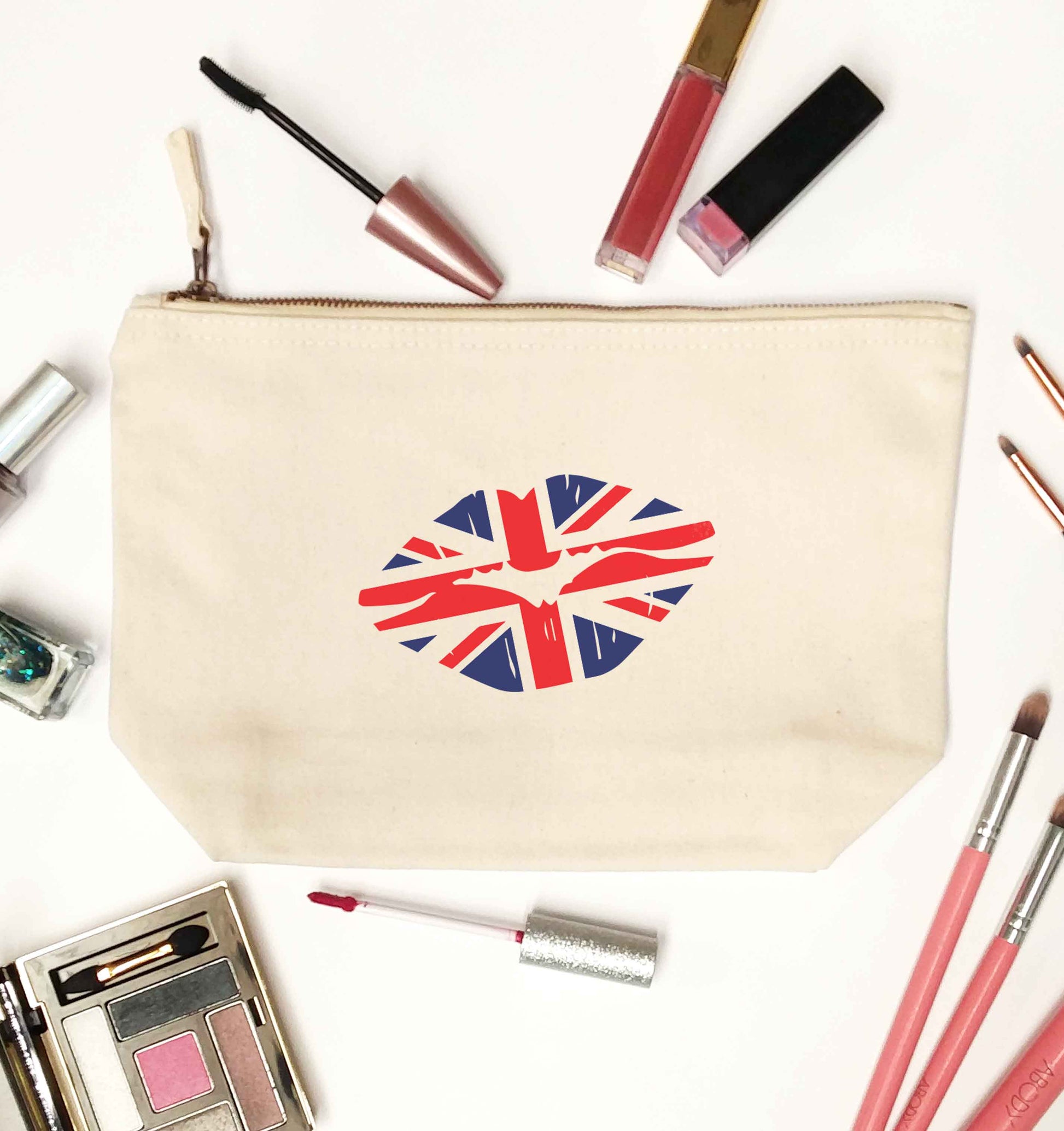 British flag kiss natural makeup bag