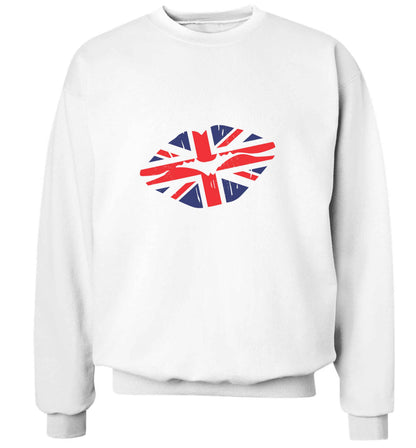 British flag kiss adult's unisex white sweater 2XL