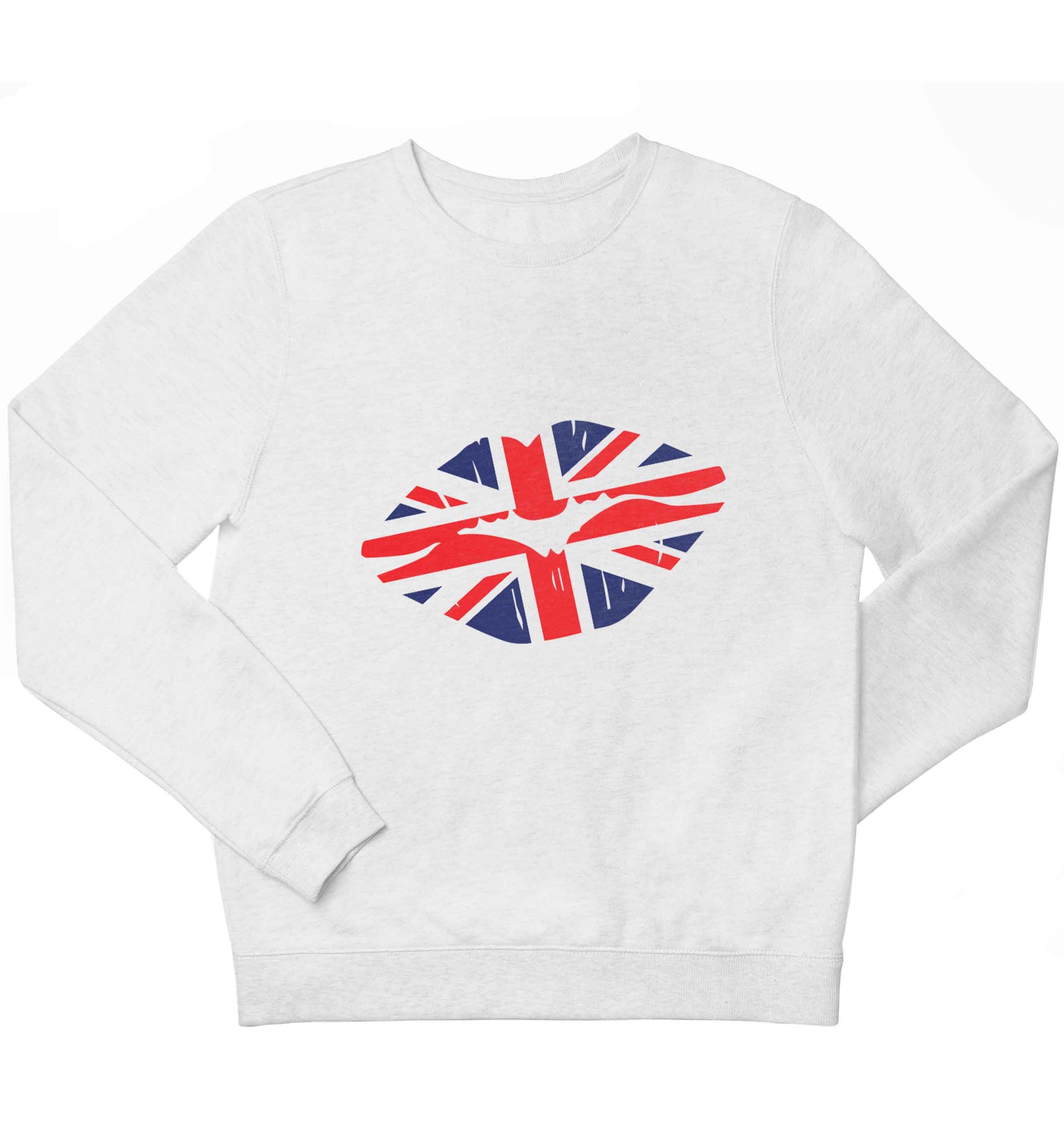 British flag kiss children's white sweater 12-13 Years