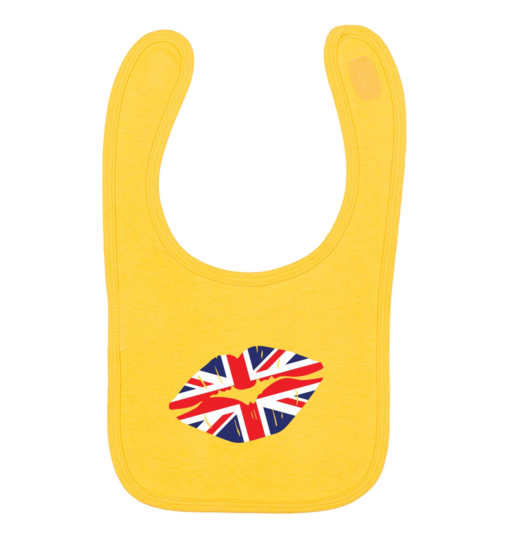 British flag kiss yellow baby bib