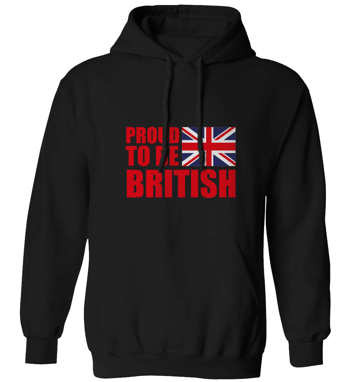 Proud to be British adults unisex black hoodie 2XL