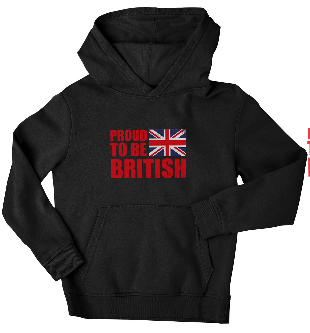 Proud to be British children's black hoodie 12-13 Years