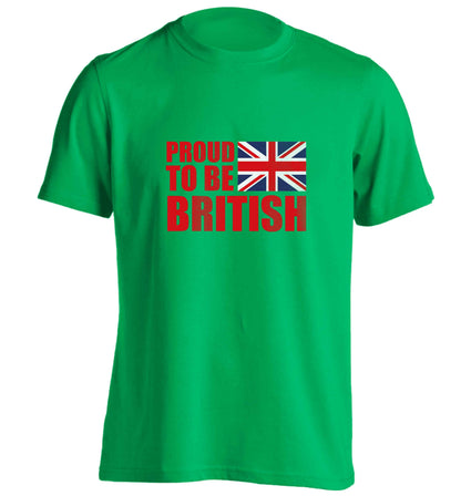 Proud to be British adults unisex green Tshirt 2XL