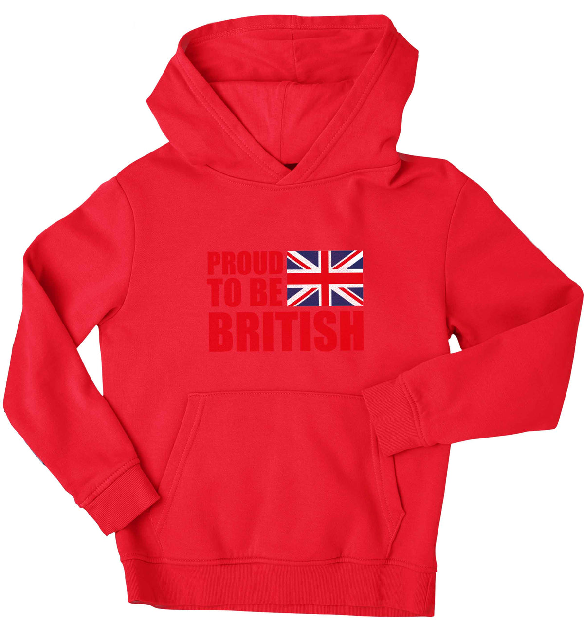 Proud to be British children's red hoodie 12-13 Years