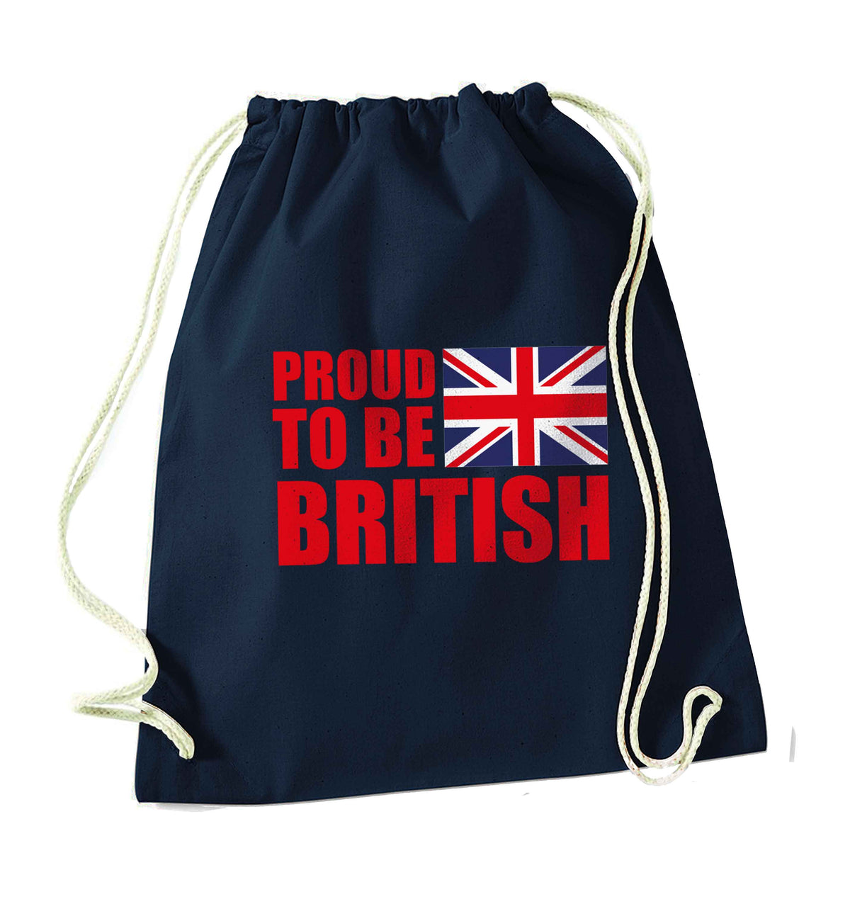 Proud to be British navy drawstring bag
