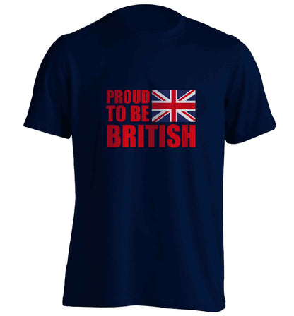 Proud to be British adults unisex navy Tshirt 2XL