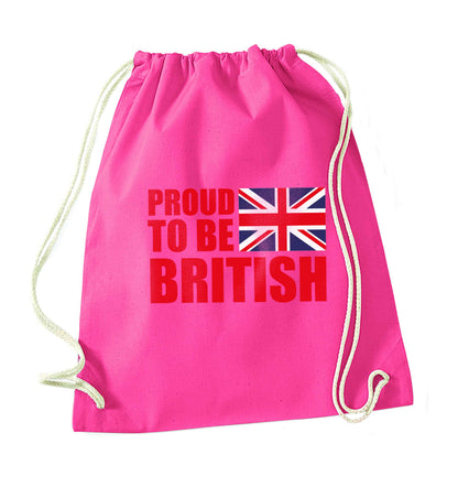 Proud to be British pink drawstring bag