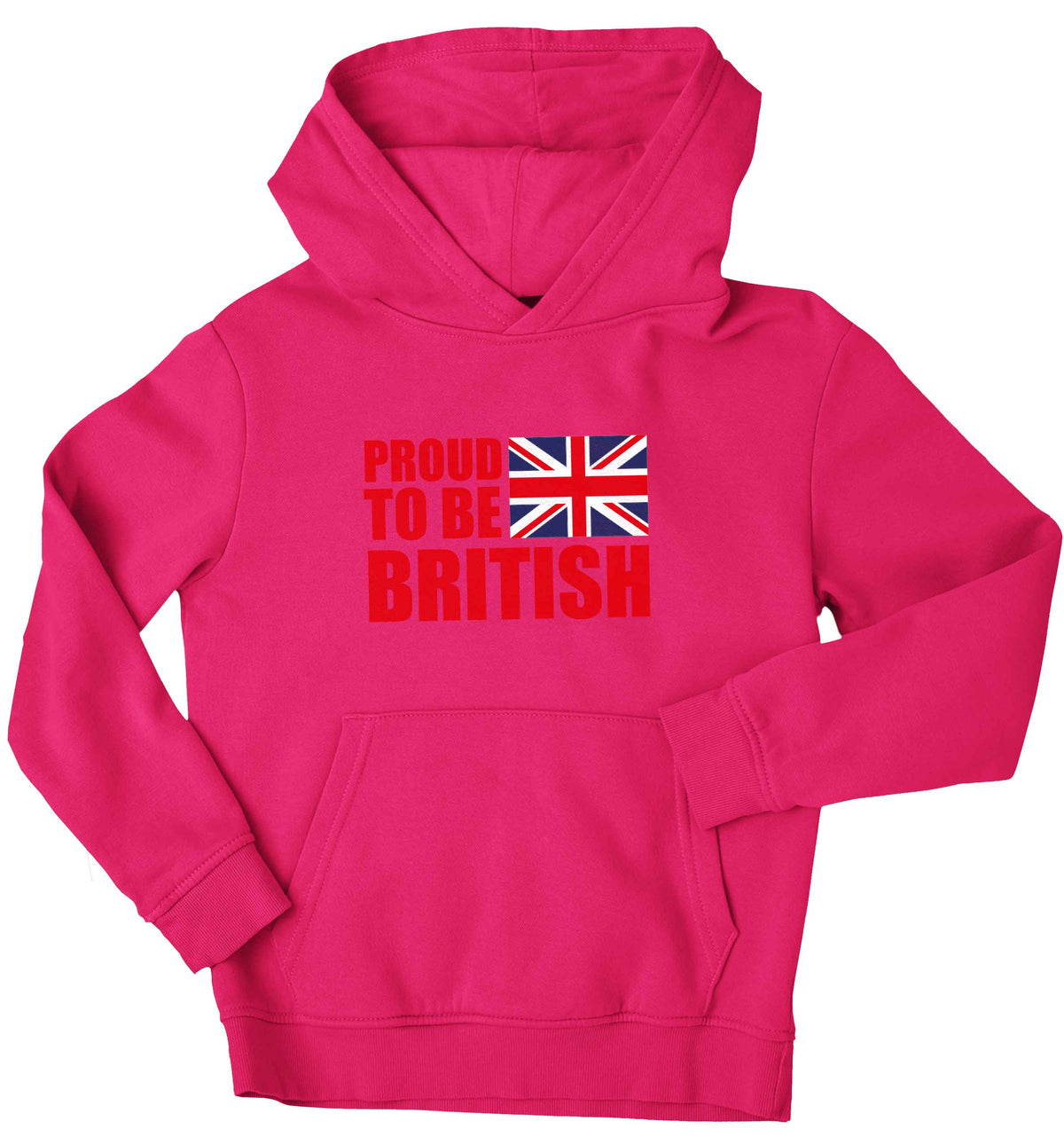 Proud to be British children's pink hoodie 12-13 Years