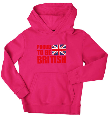 Proud to be British children's pink hoodie 12-13 Years