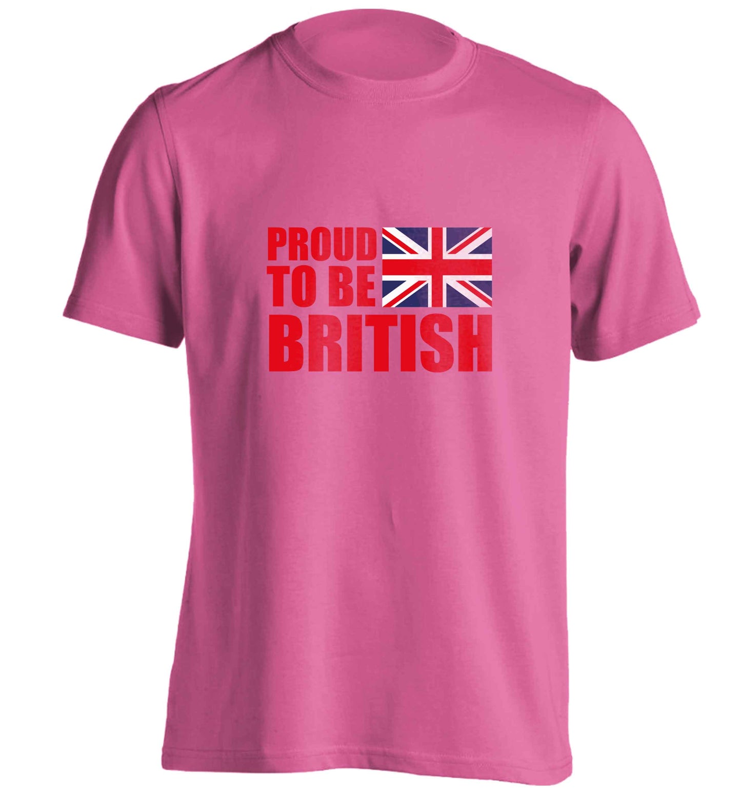Proud to be British adults unisex pink Tshirt 2XL