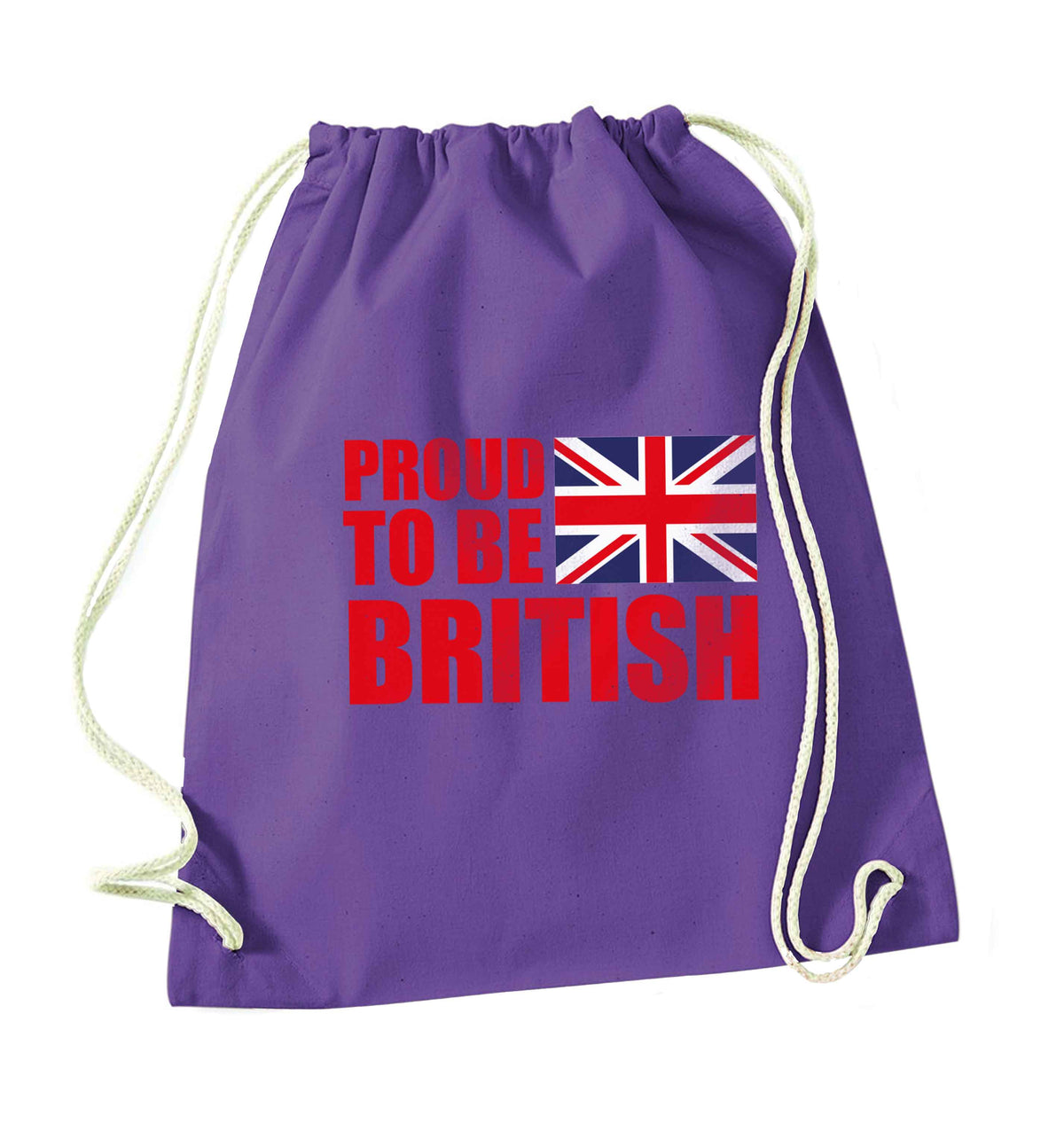 Proud to be British purple drawstring bag