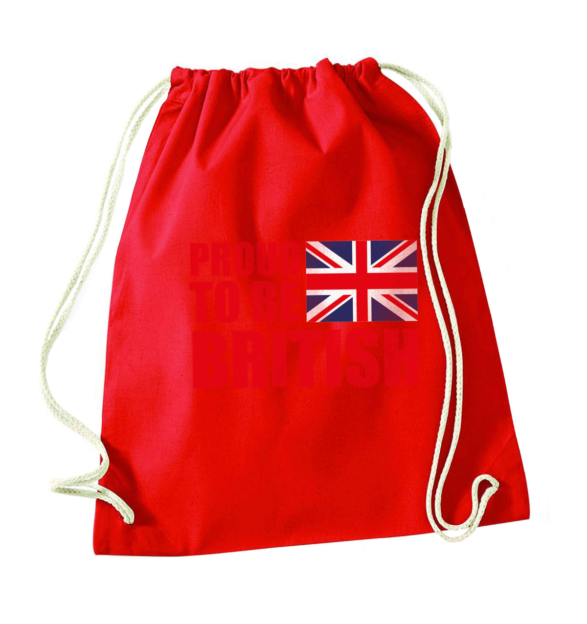 Proud to be British red drawstring bag 
