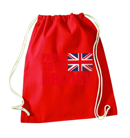 Proud to be British red drawstring bag 
