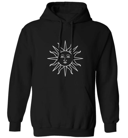 Sun face illustration adults unisex black hoodie 2XL