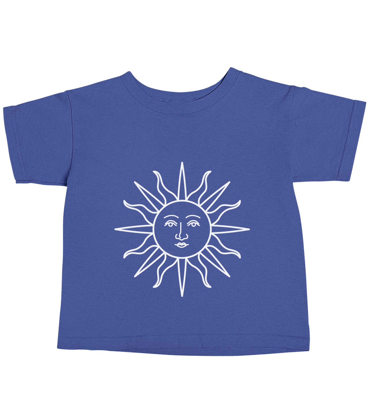 Sun face illustration blue baby toddler Tshirt 2 Years